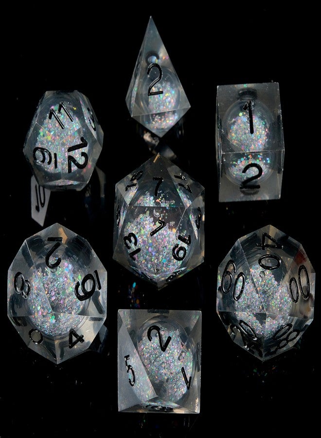 FugaCity DND Dice Set,Liquid Core Handmade Sharp Edge 7 Piece Resin Dice-Dungeons and Dragons Polyhedral Dice Set, D&D Dice Set with Gift Dice Case for RPG MTG Table Games （ - Image 1